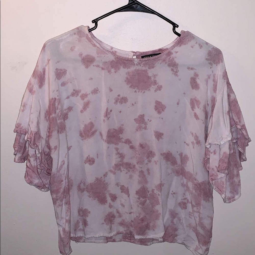 Purple Tie Dye Ruffled Top